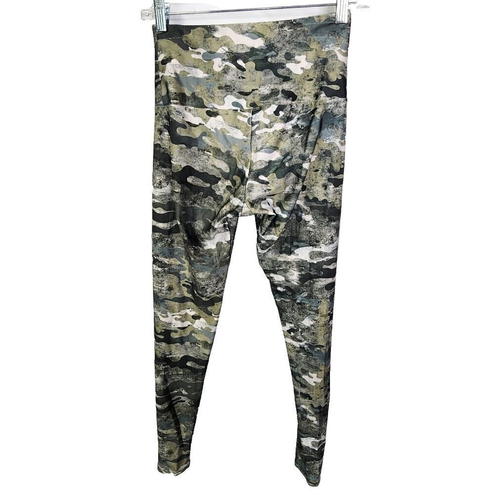 Onzie S/M Flow Slick Stretch Knit Camo Print Pull On Full Length Active Leggings